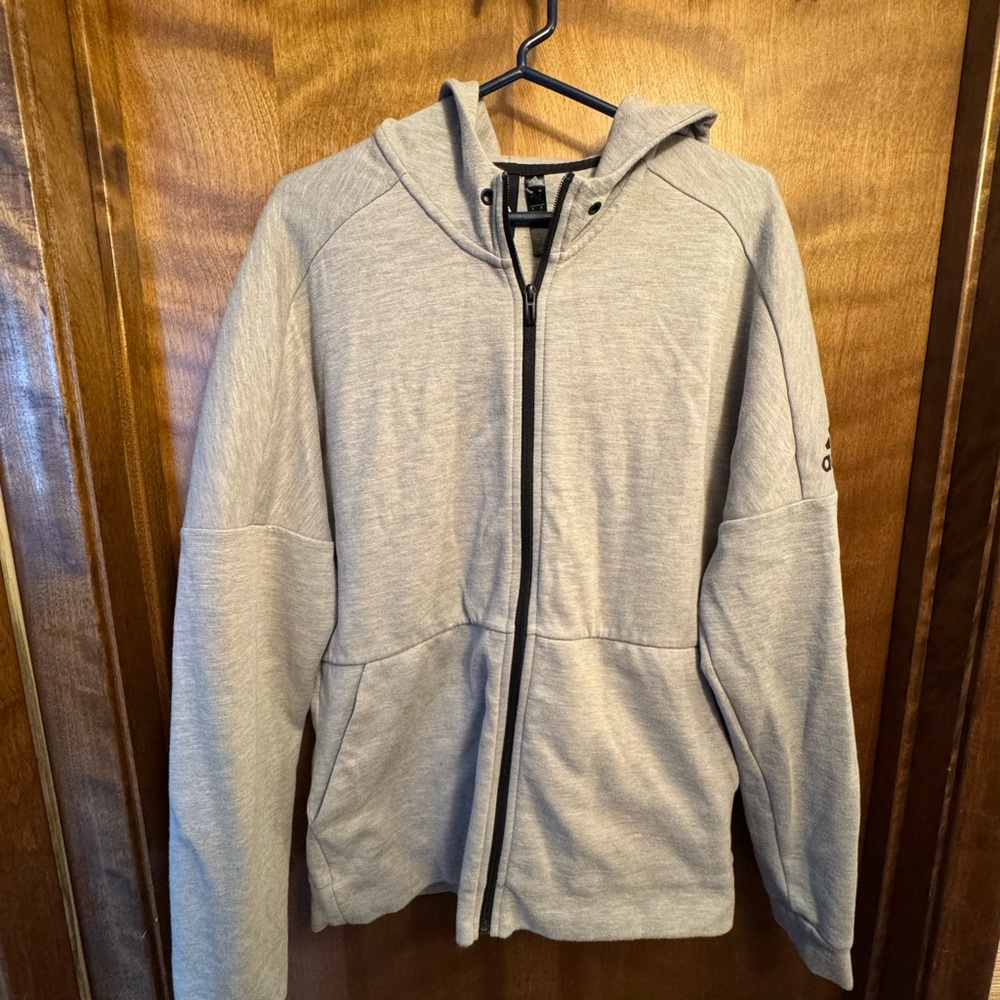 Adidas Heather Gray Zip-Up Hoodie